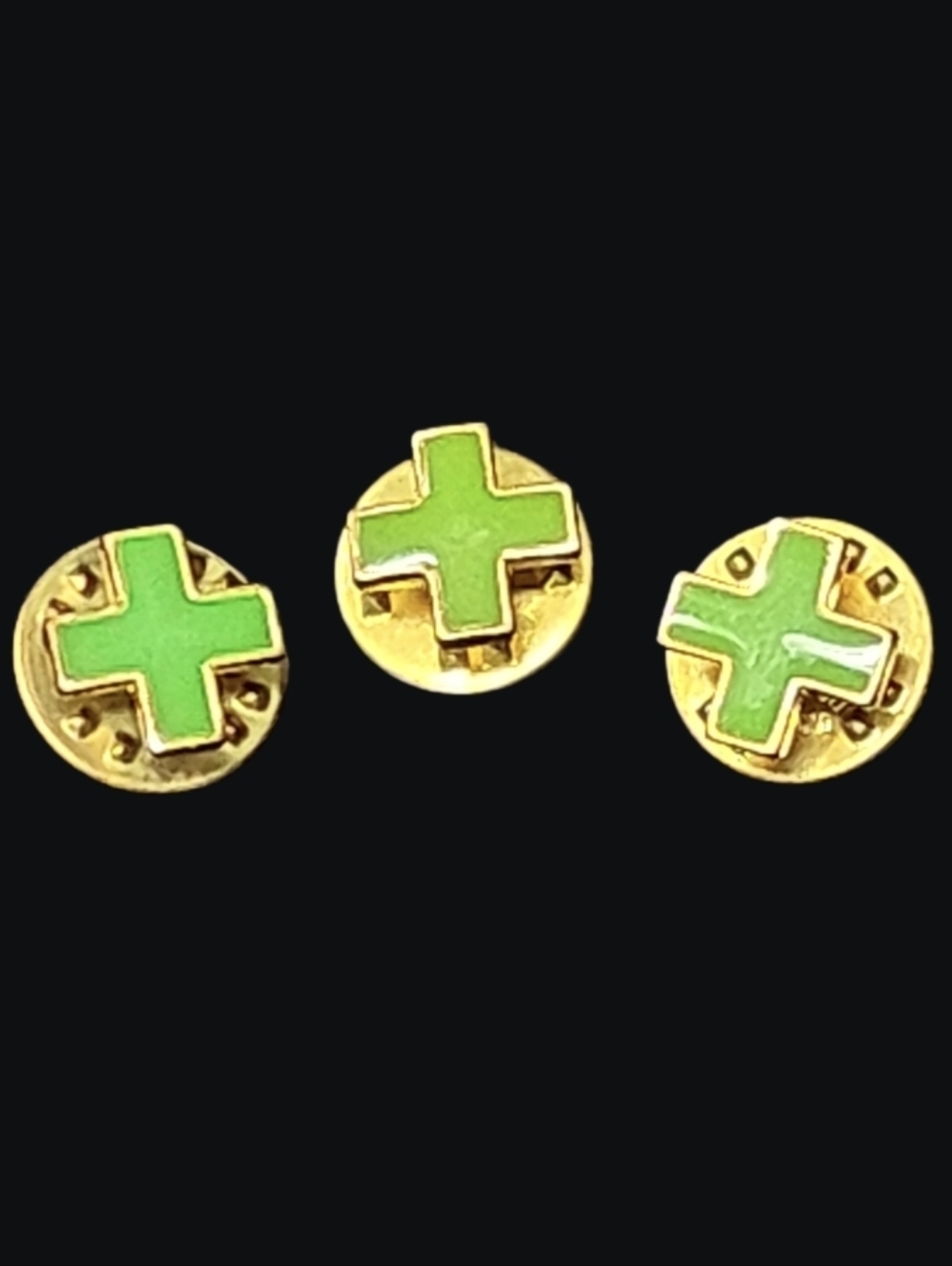 3 - Vintage Webelos Gold-Tone Green Enamel Cross "Readyman" Activity Badge Pin